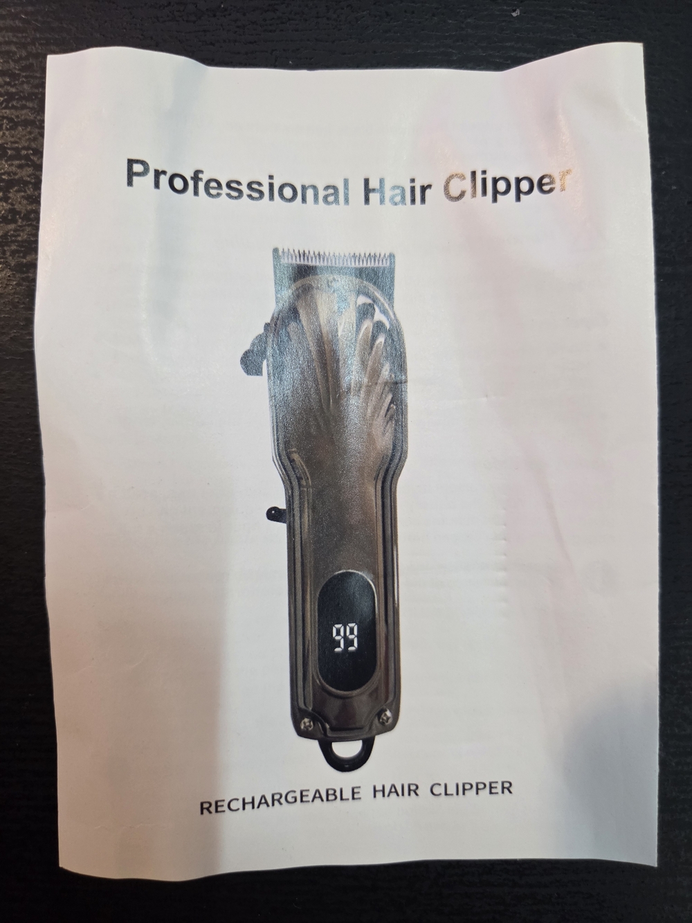 Rechargeable Professional Hair Clipper - Black